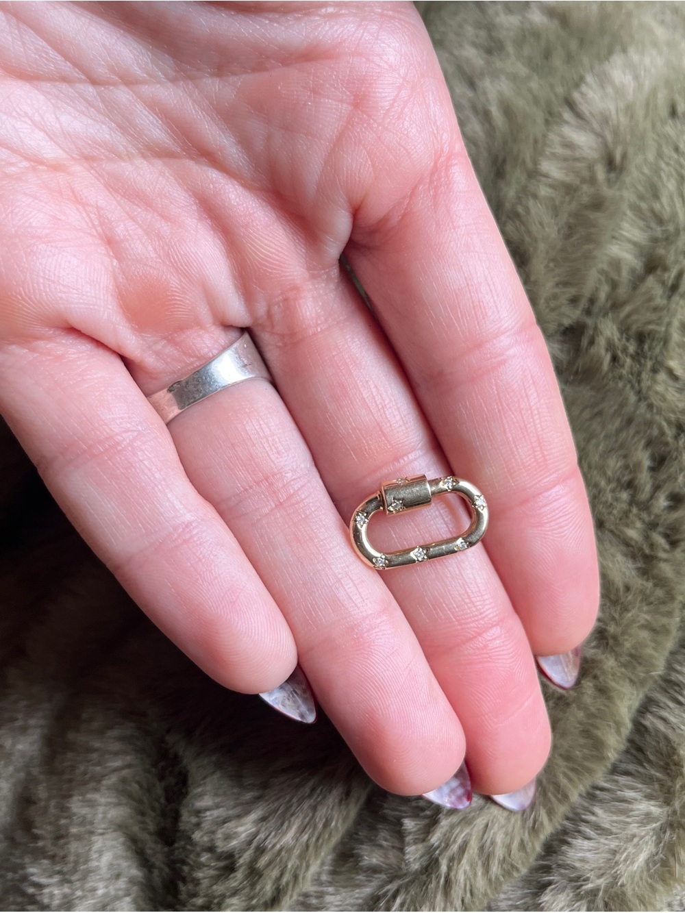 Any Golds Diamond Oval Carabiner Charm - Women's Jewelry